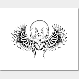 Mystical Scarab Dotwork Drawing Posters and Art